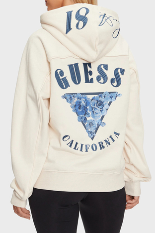 Guess Roses Taşlı Pamuklu Oversize Fit Kapüşonlu Yaka W4BQ05KBY51 Bayan Sweat W4BQ05 KBY51 G012 EKRU - Guess
