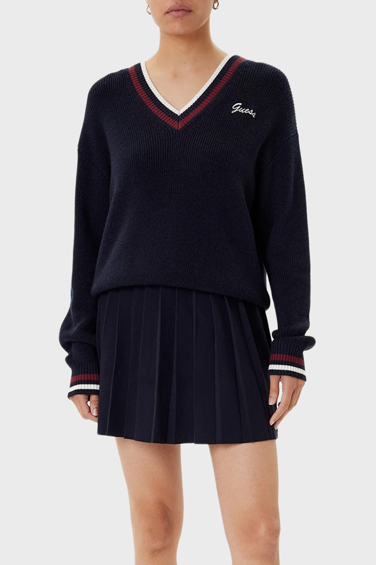 Guess Sabina Pileli Yün Karışımlı Kışlık Mini Boy Triko  V5BD02Z1152 Kadın Etek V5BD02 Z1152 A74A LACİVERT