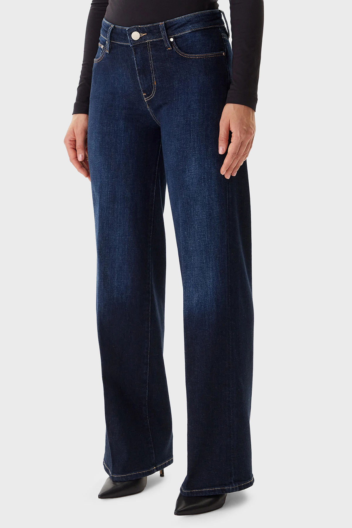 Guess Sexy Pamuk ve Kaşmir Karışımlı Wide Leg Bol Paça Jeans W5BA96D4U54 Kadın Kot Pantolon W5BA96 D4U54 CADA LACİVERT
