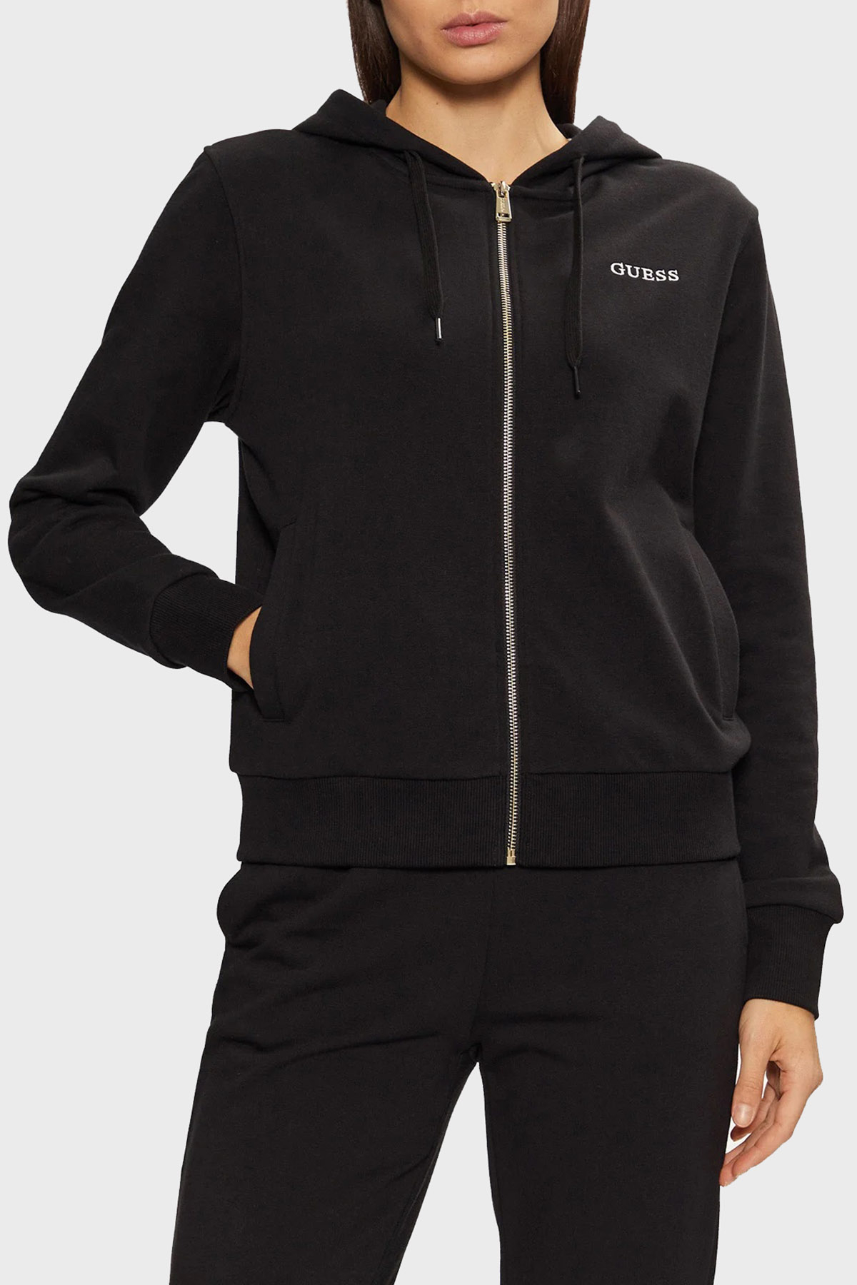 Guess Sofia Pamuklu Regular Fit Kapüşonlu  O5RQ01KCO31 Kadın Sweat O5RQ01 KCO31 JBLK SİYAH