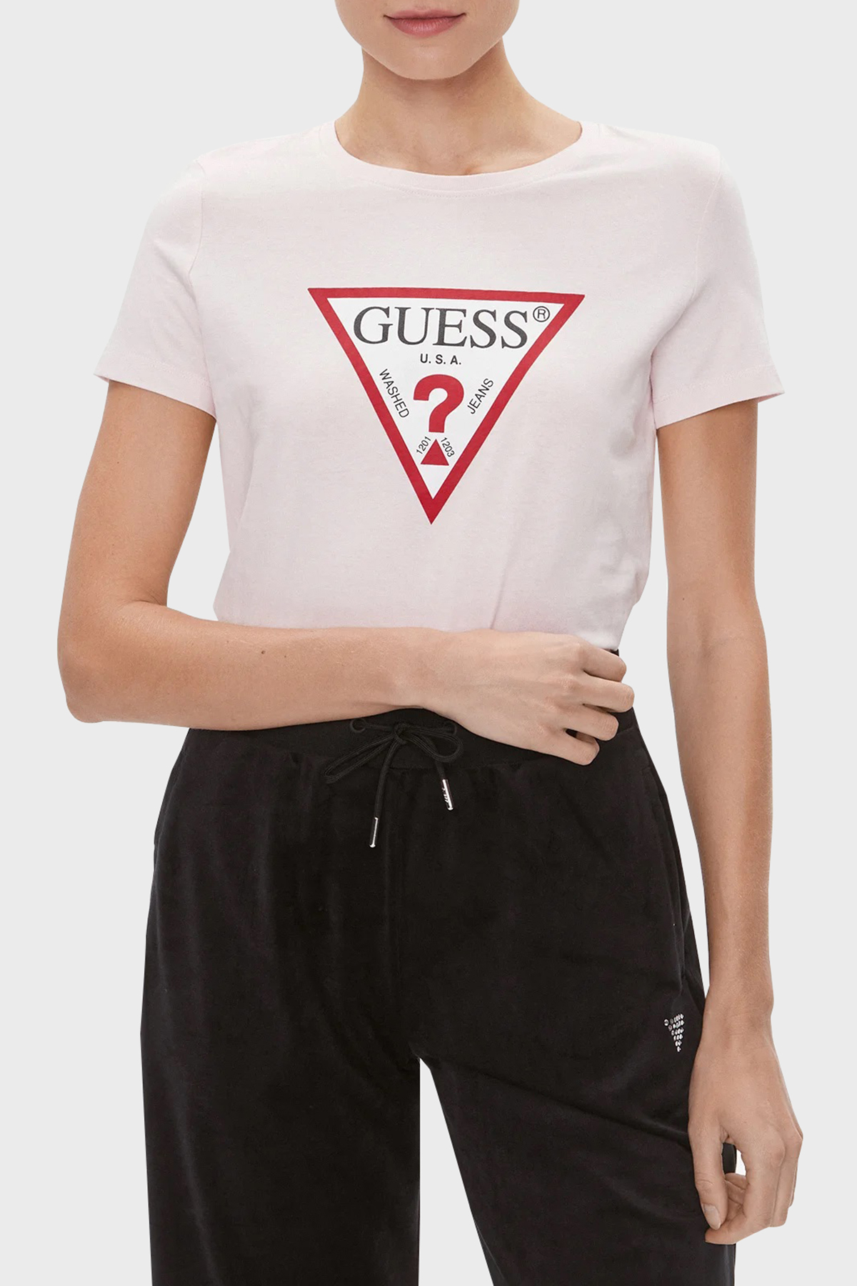 Guess Ss Cn Original Pamuklu Slim Fit Bisiklet Yaka  W1YI1B I3Z14 Kadın T Shirt W1YI1BI3Z14 A60W PUDRA
