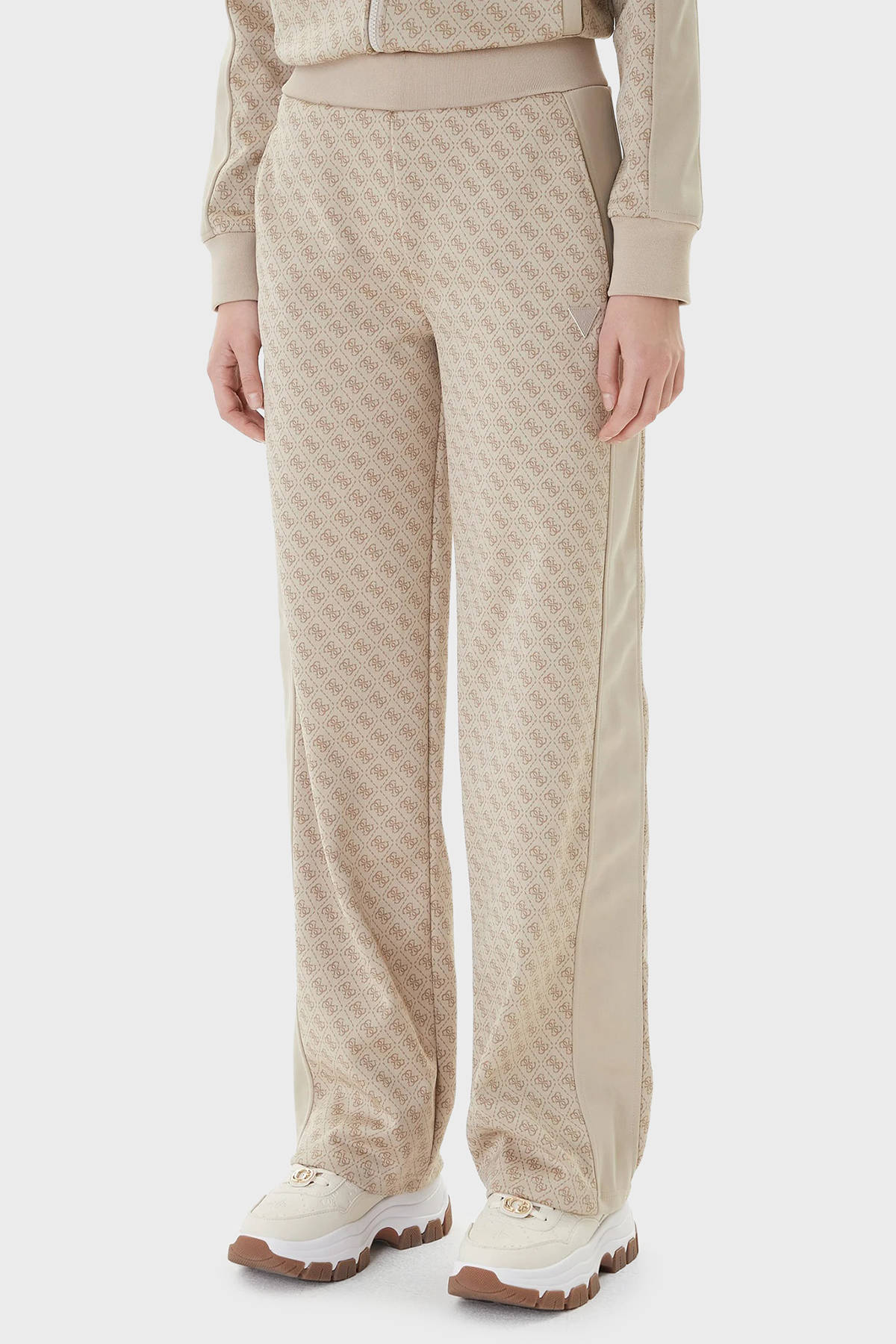 Guess Tamamı 4G Logolu Wide Leg Bol Paça Palazzo  V6RB09K2042 Kadın Pantolon V6RB09 K2042 FNN0 BEJ