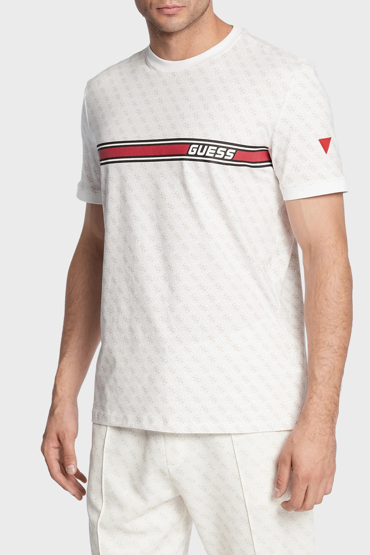 Guess Tamamı Logolu Pamuklu Regular Fit Bisiklet Yaka  Z2BI09J1314 Erkek T Shirt Z2BI09 J1314 P05N BEYAZ