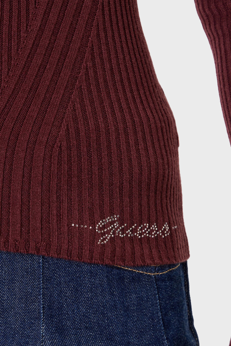 Guess Vn Julia Yün Karışımlı Slim Fit V Yaka Fitilli W5BR16Z3OW2