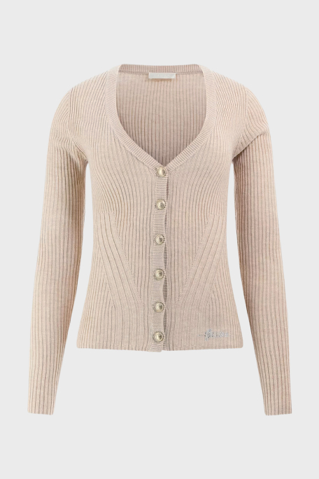 Guess Vn Julia Yün Karışımlı Slim Fit V Yaka Fitilli W5BR16Z3OW2