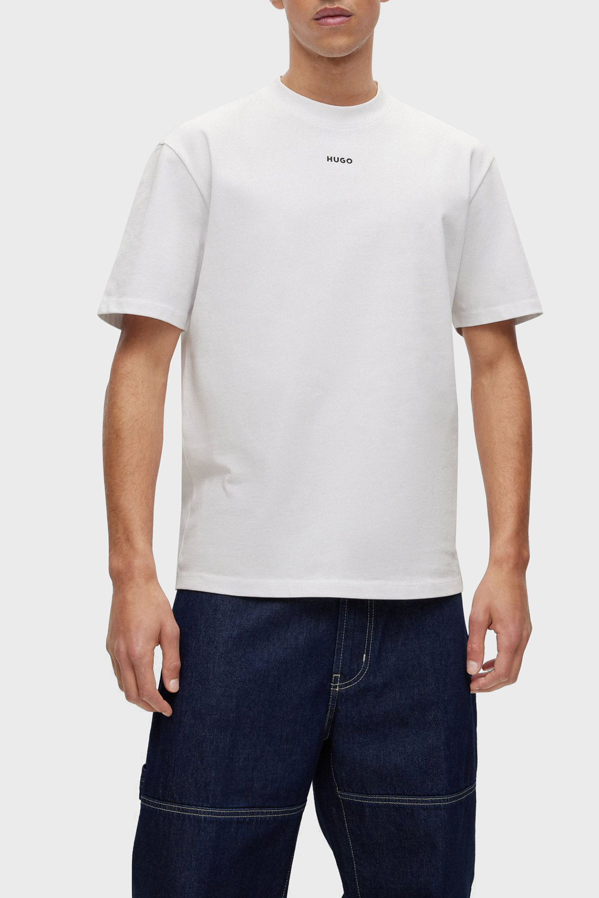 Hugo % 100 Pamuk Bisiklet Yaka Relaxed Fit Erkek T Shirt 50488330 100 BEYAZ
