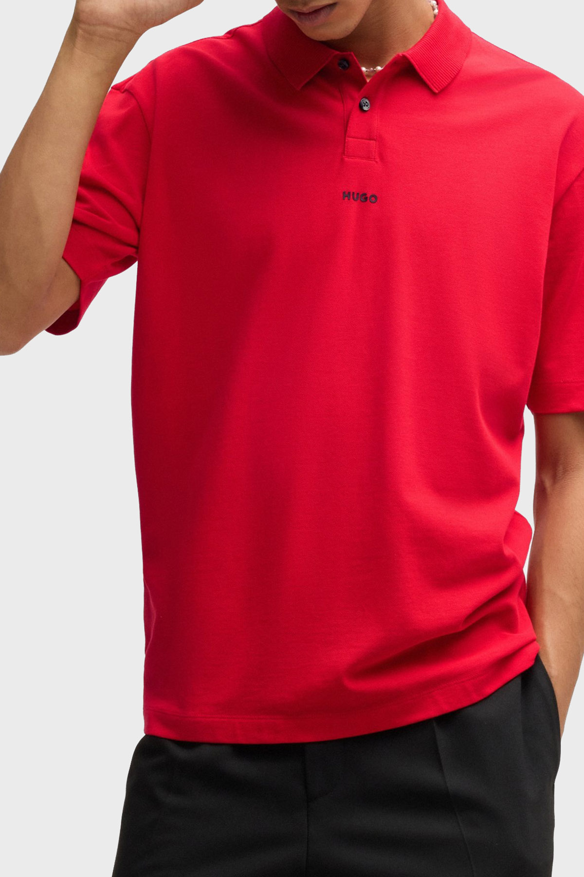 Hugo % 100 Pamuk Relaxed Fit Düğmeli Erkek Polo Yaka T Shirt 50493206 694 KIRMIZI