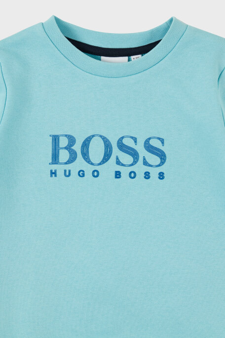 Hugo Boss Pamuklu Bisiklet Yaka Çocuk 25L34 748 Sweat 25L34/748 WATER GREEN TURKUAZ - 3