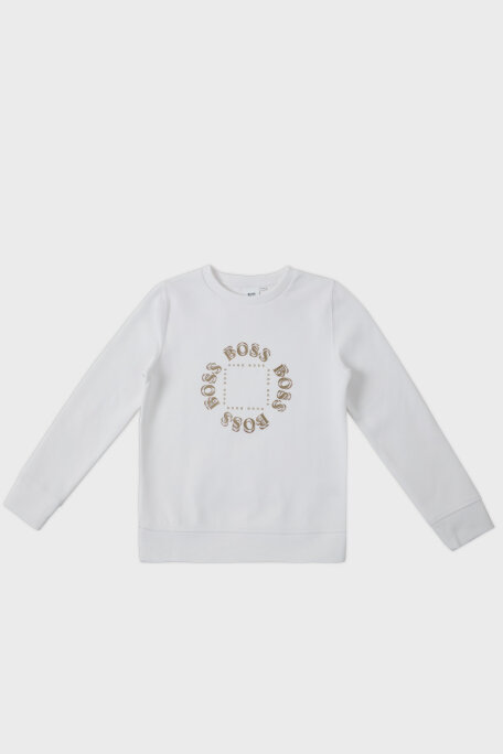 Hugo Boss Pamuklu Bisiklet Yaka Çocuk 25L39 10B Sweat 25L39/10B WHITE BEYAZ - 1