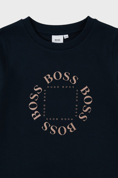 Hugo Boss Pamuklu Bisiklet Yaka Çocuk Sweat 25L39/849 MARINE LACİVERT - 3