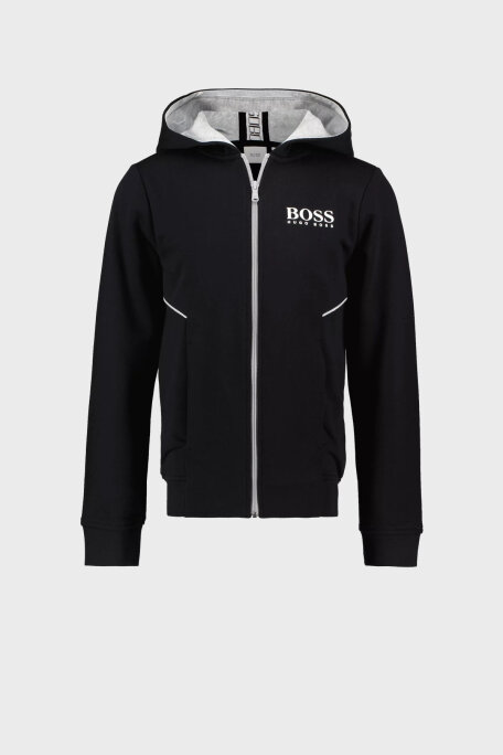 Hugo Boss Pamuklu Fermuarlı Kapüşonlu Çocuk Sweat 25M09/09B BLACK SİYAH - 1