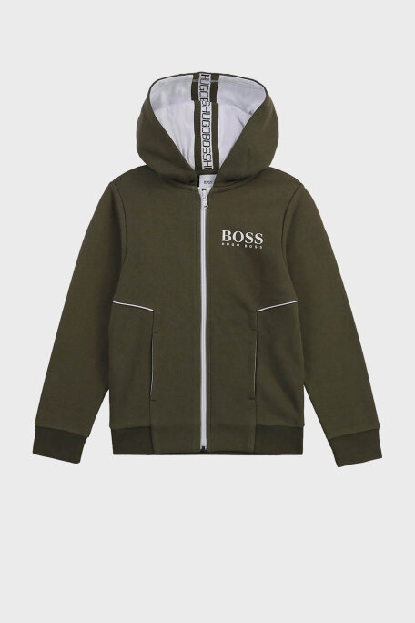 Hugo Boss Pamuklu Fermuarlı Kapüşonlu Çocuk Sweat 25M09/64C KAKI HAKİ - 1