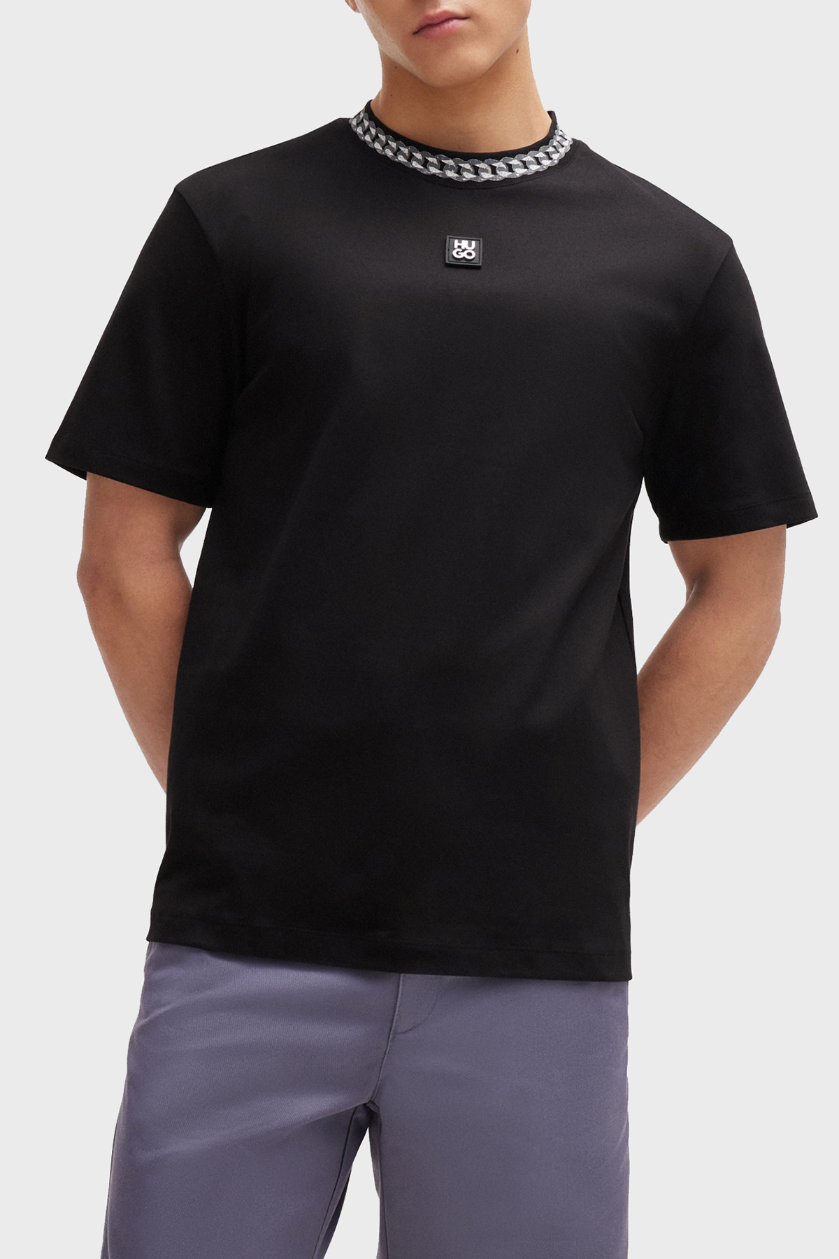 Hugo İnterlok Pamuklu Relaxed Fit Erkek T Shirt 50510035 001 SİYAH