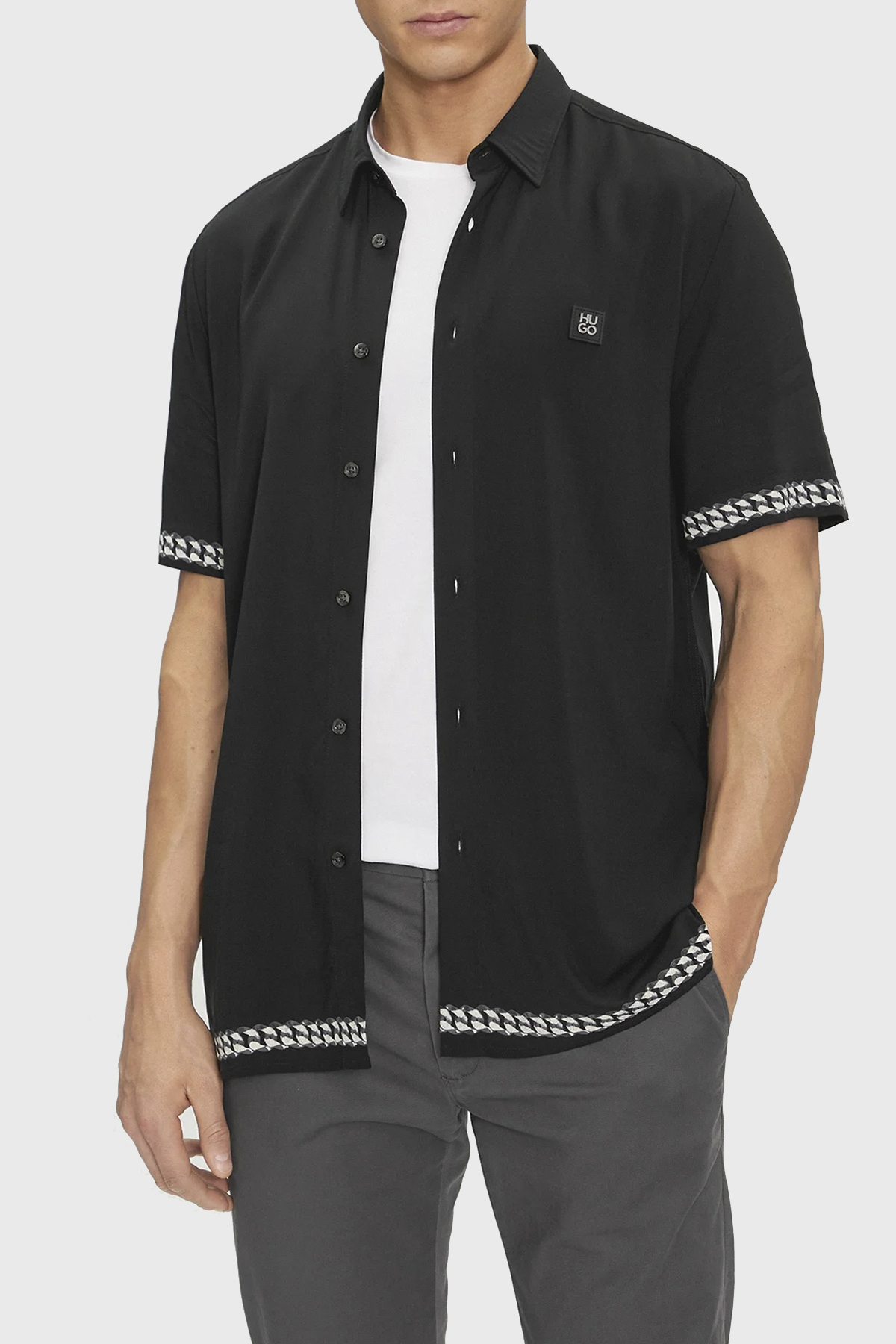 Hugo Kısa Kollu Relaxed Fit Erkek Gömlek 50514168 001 SİYAH
