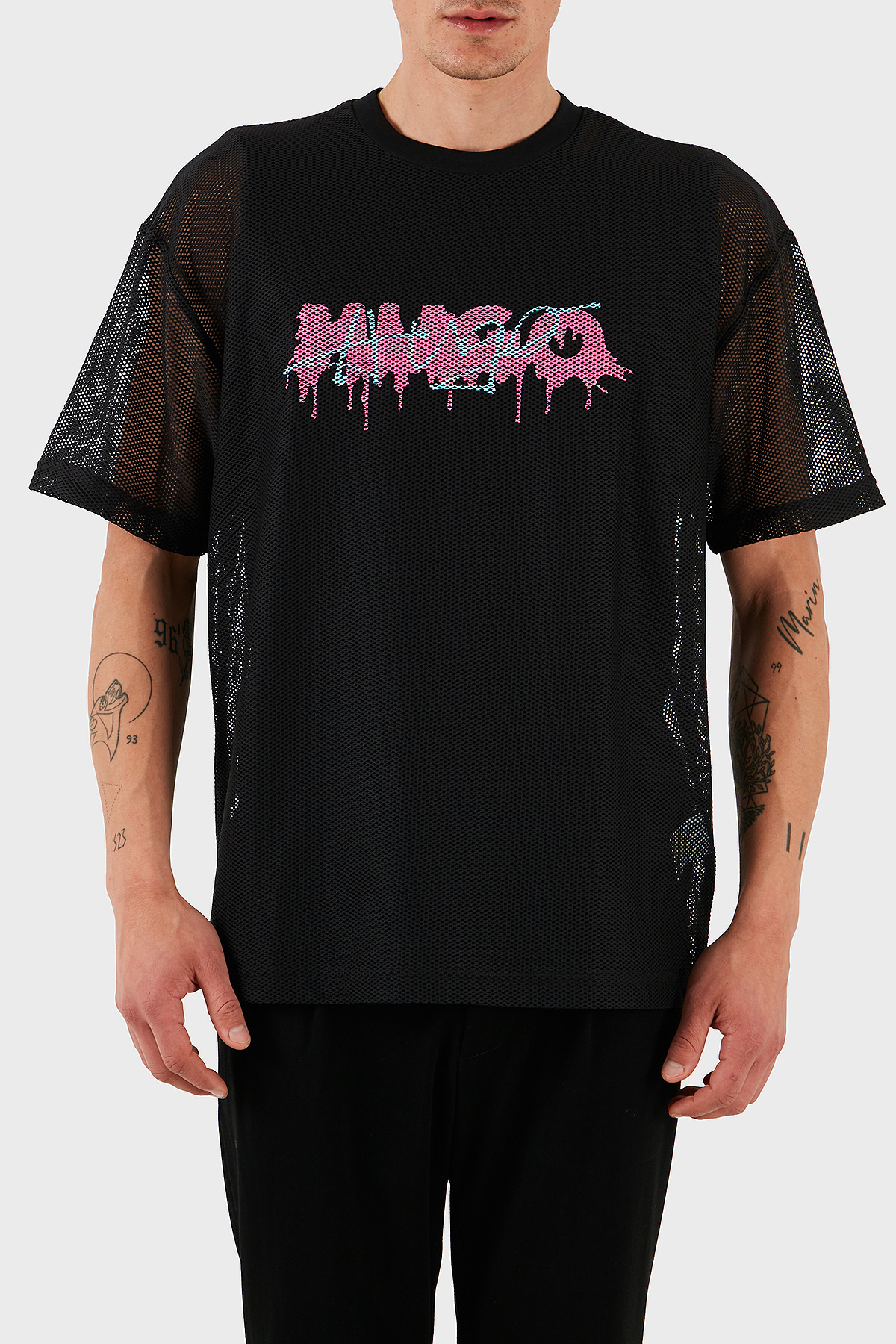 Hugo Logo Efektli Oversize Fit Bisiklet Yaka File Erkek T Shirt 50510000 001 SİYAH