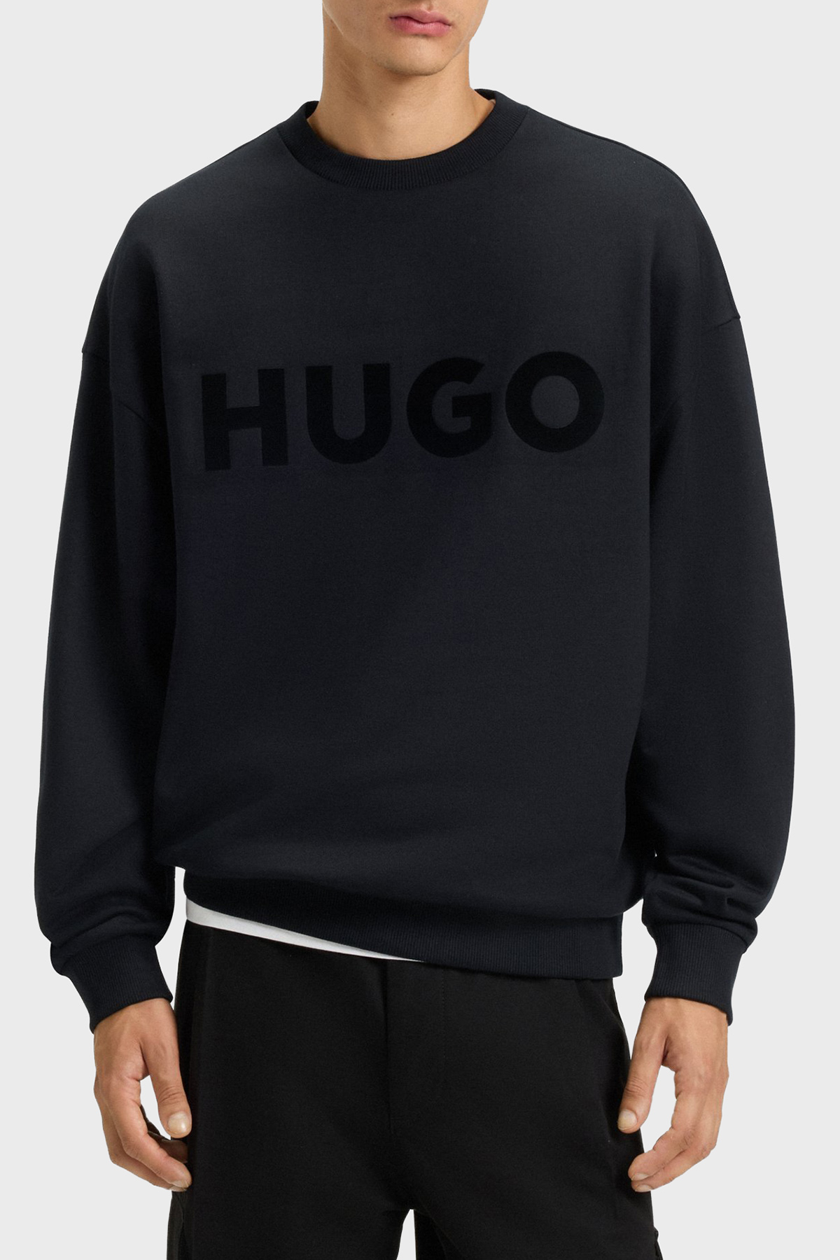 Hugo Logolu Pamuklu Regular Fit Bisiklet Yaka Erkek Sweat 50538778 001 SİYAH