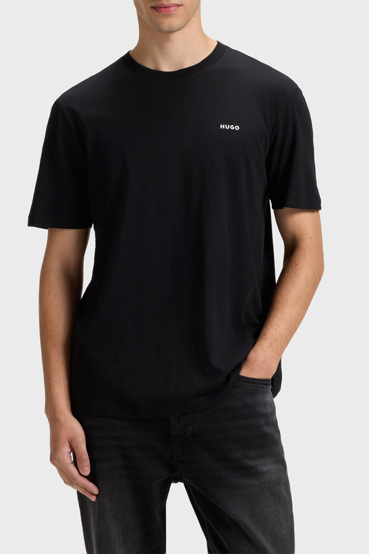 Hugo Logolu Pamuklu Regular Fit Bisiklet Yaka Erkek T Shirt 50466158 001 SİYAH