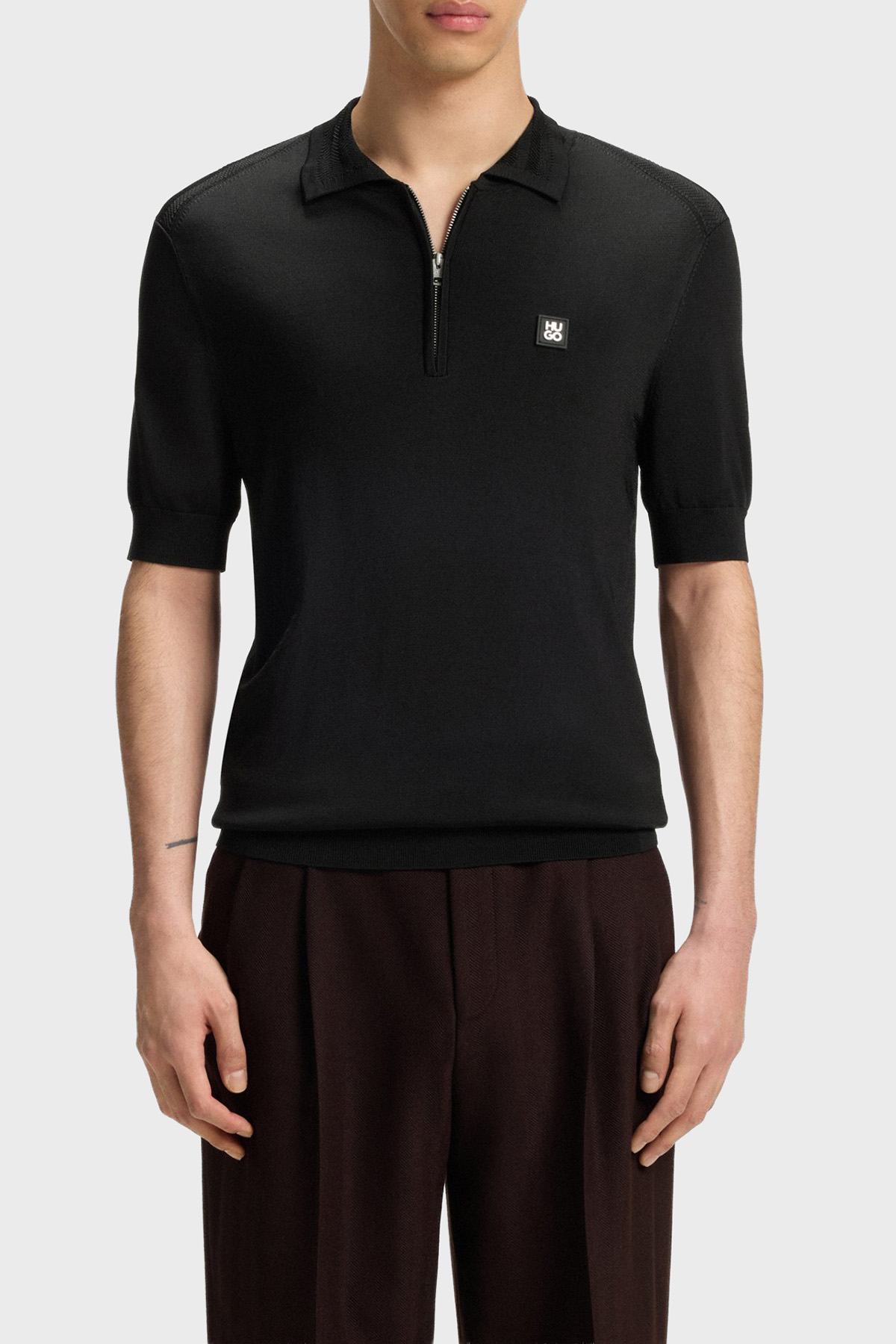 Hugo Logolu Regular Fit Kısa Kollu Fermuarlı Erkek Polo 50542750 001 SİYAH