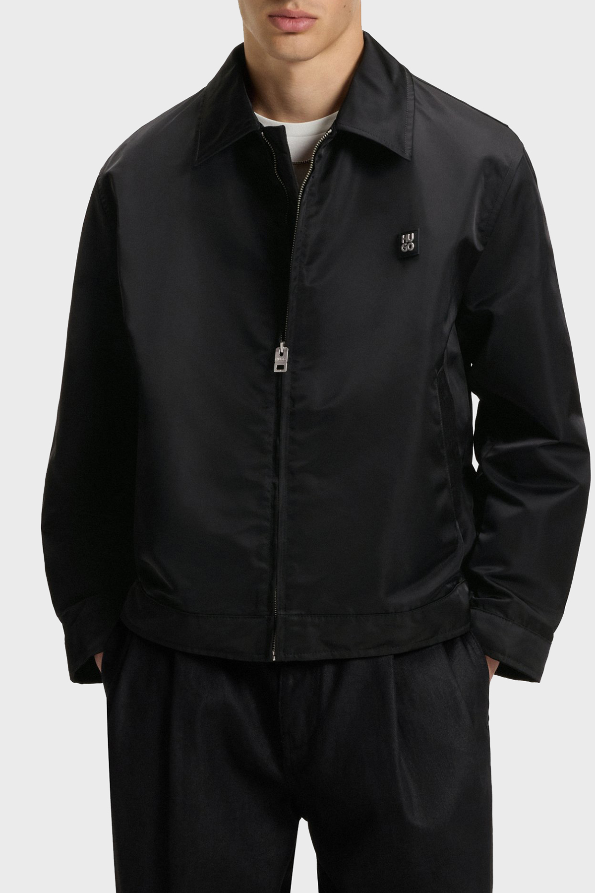 Hugo Logolu Regular Fit Su İtici Gömlek Yaka Erkek Ceket 50541595 001 SİYAH