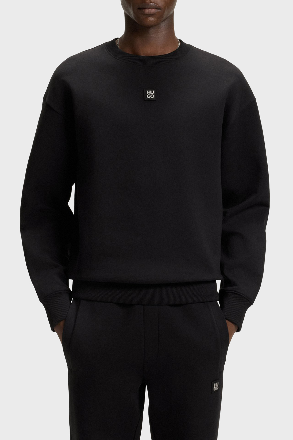 Hugo Logolu Streç Pamuklu Relaxed Fit Bisiklet Yaka Erkek Sweat 50533689 002 SİYAH