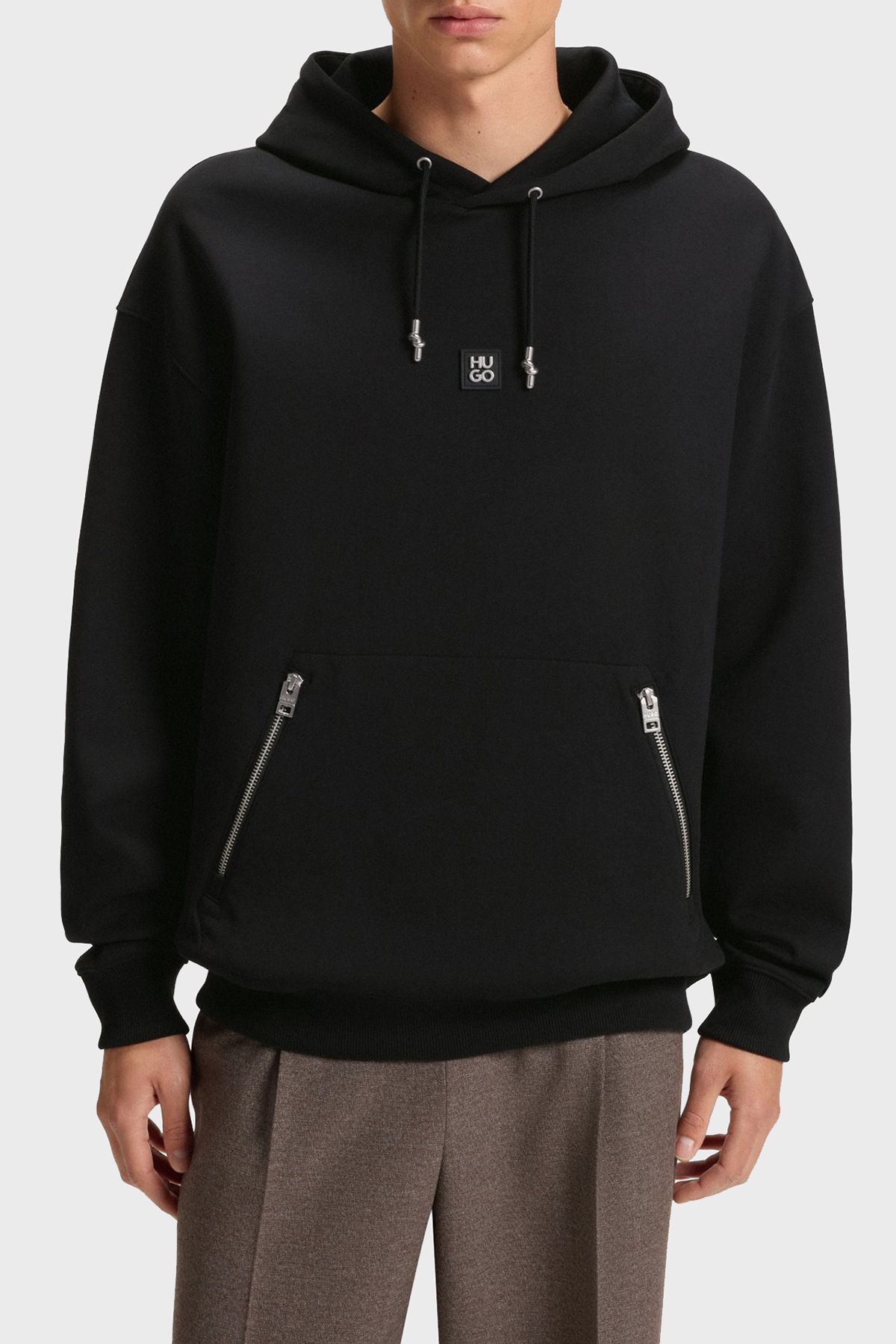 Hugo Logolu Streç Pamuklu Relaxed Fit Kapüşonlu Erkek Sweat 50542583 001 SİYAH