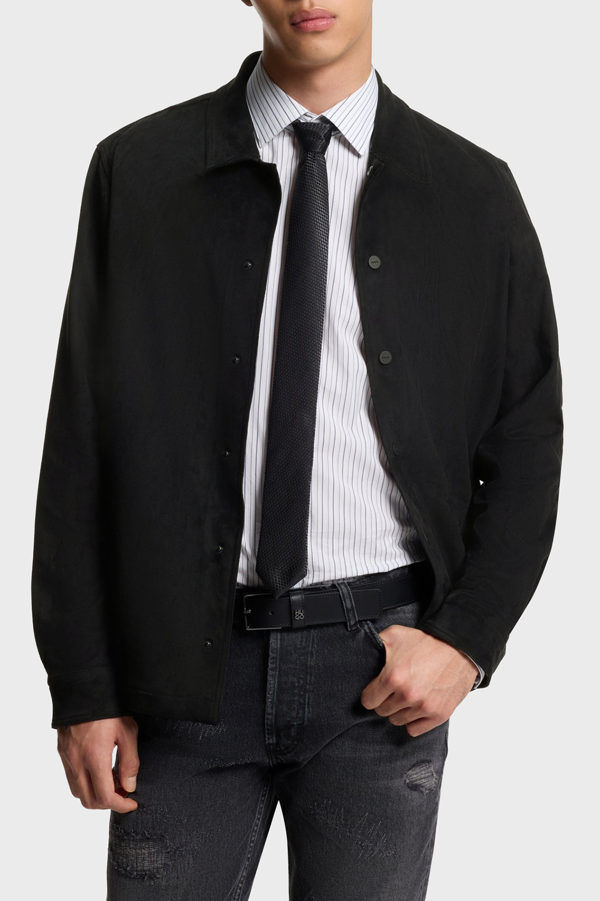 Hugo Oversize Fit Klasik Yaka Uzun Kollu Düğmeli Erkek Gömlek 50555791 001 SİYAH