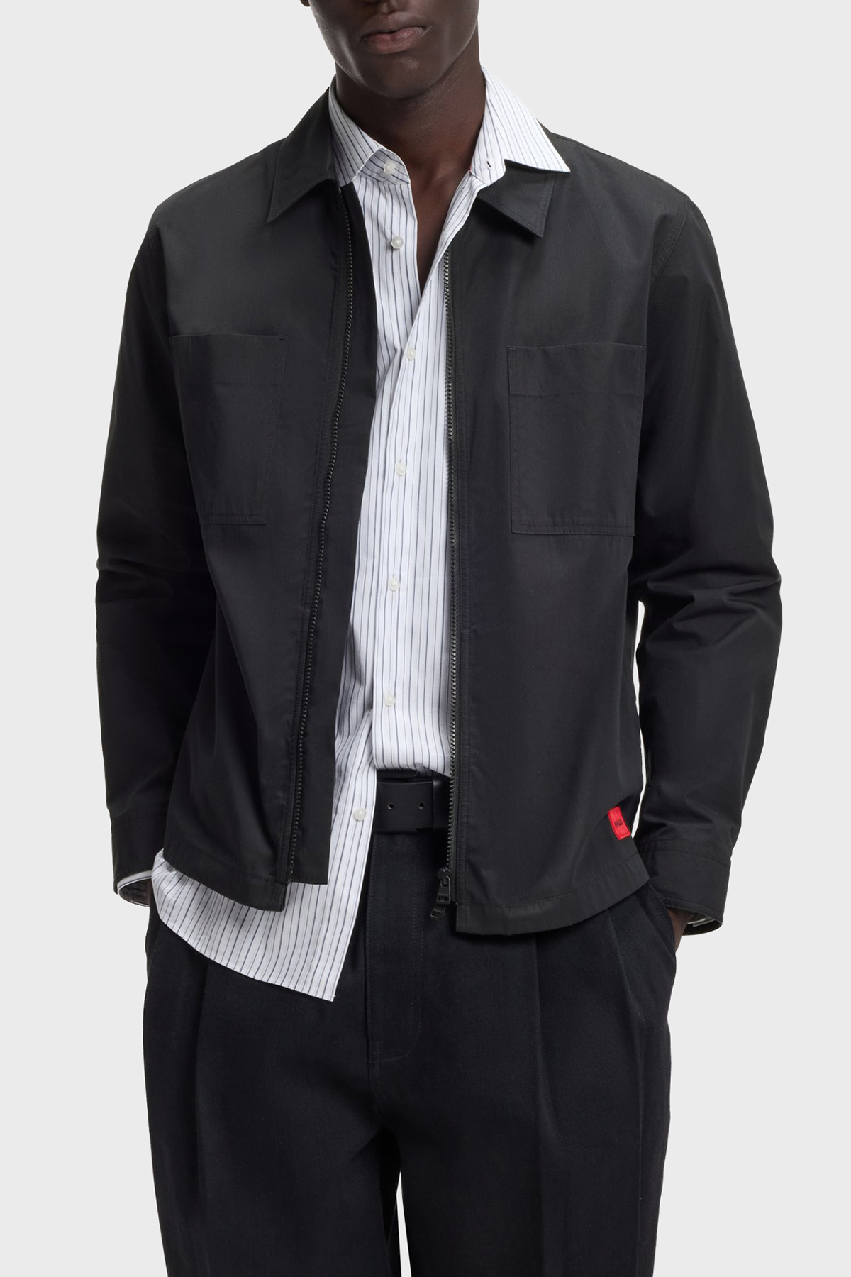 Hugo Pamuk Karışımlı Oversize Fit Fermuarlı Erkek Gömlek 50556274 001 SİYAH