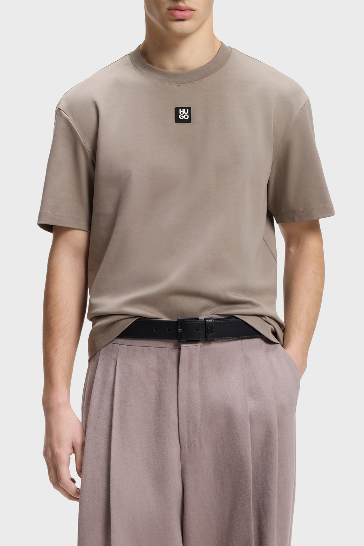 Hugo Pamuklu Regular Fit Logolu Bisiklet Yaka Erkek T Shirt 50505201 237 GRİ