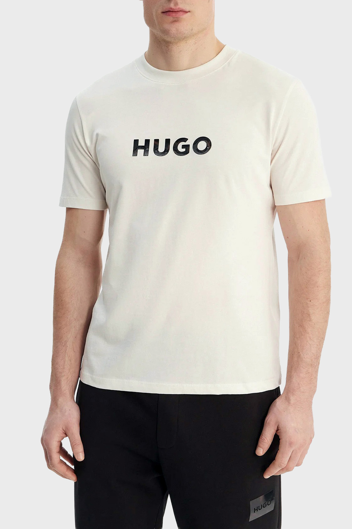 Hugo Pamuklu Regular Fit Logolu Bisiklet Yaka Erkek T Shirt 50557437 102 EKRU