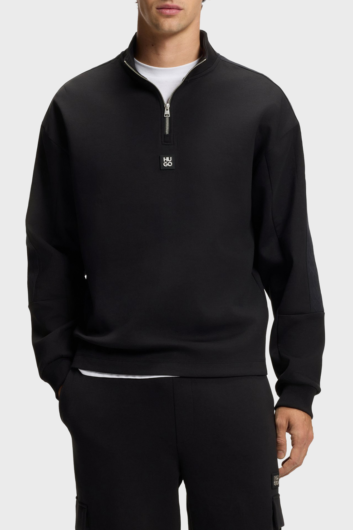 Hugo Pamuklu Regular Fit Yarım Fermuarlı Dik Yaka Erkek Sweat 50546402 001 SİYAH