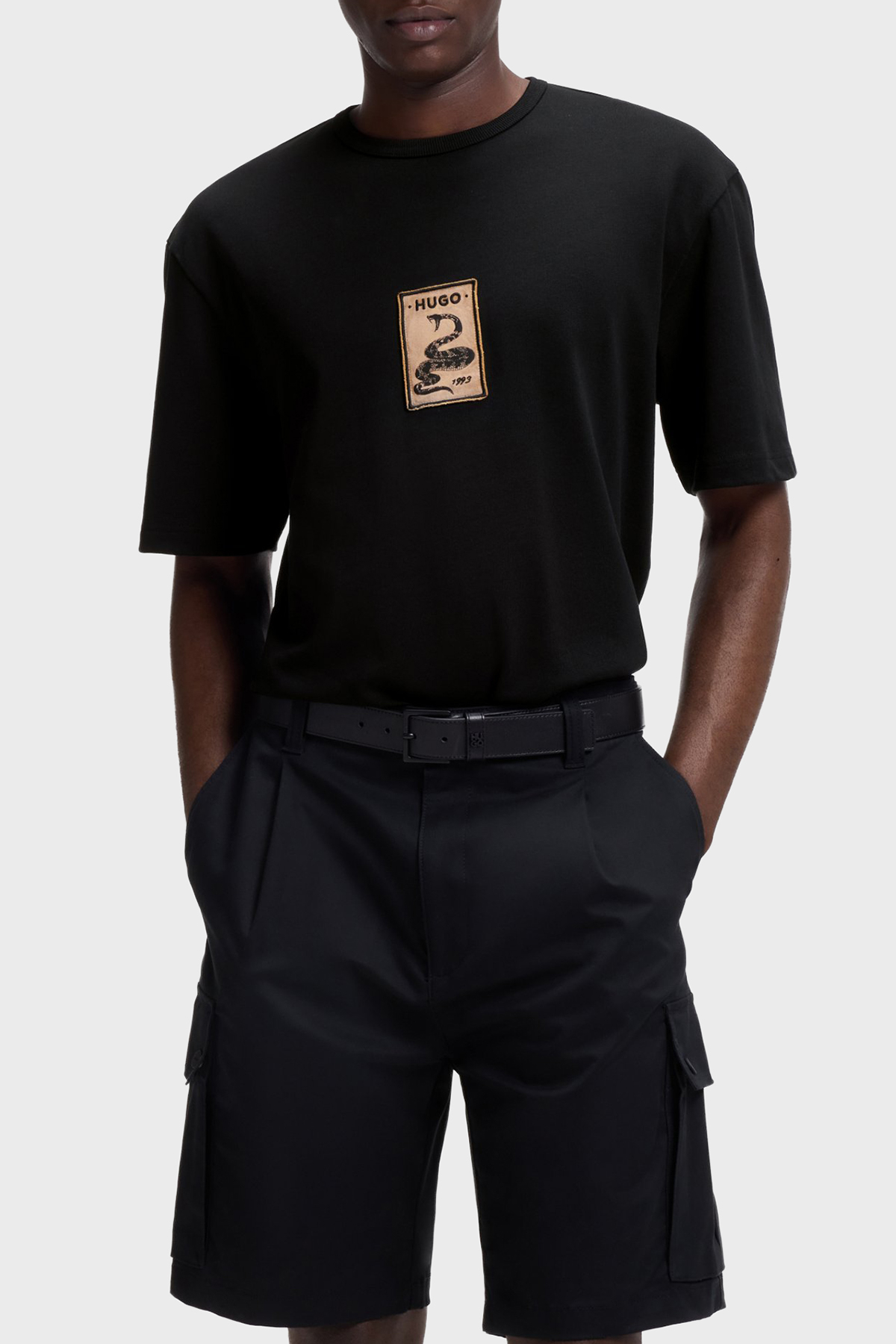 Hugo Pamuklu Relaxed Fit Baskılı Bisiklet Yaka Erkek T Shirt 50558407 001 SİYAH