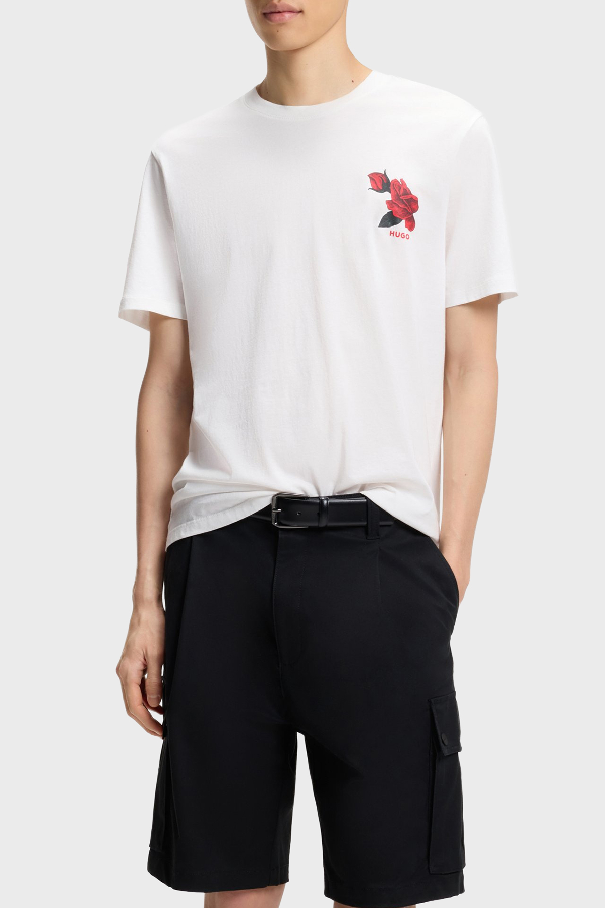 Hugo Pamuklu Relaxed Fit Baskılı Bisiklet Yaka Erkek T Shirt 50564024 102 EKRU
