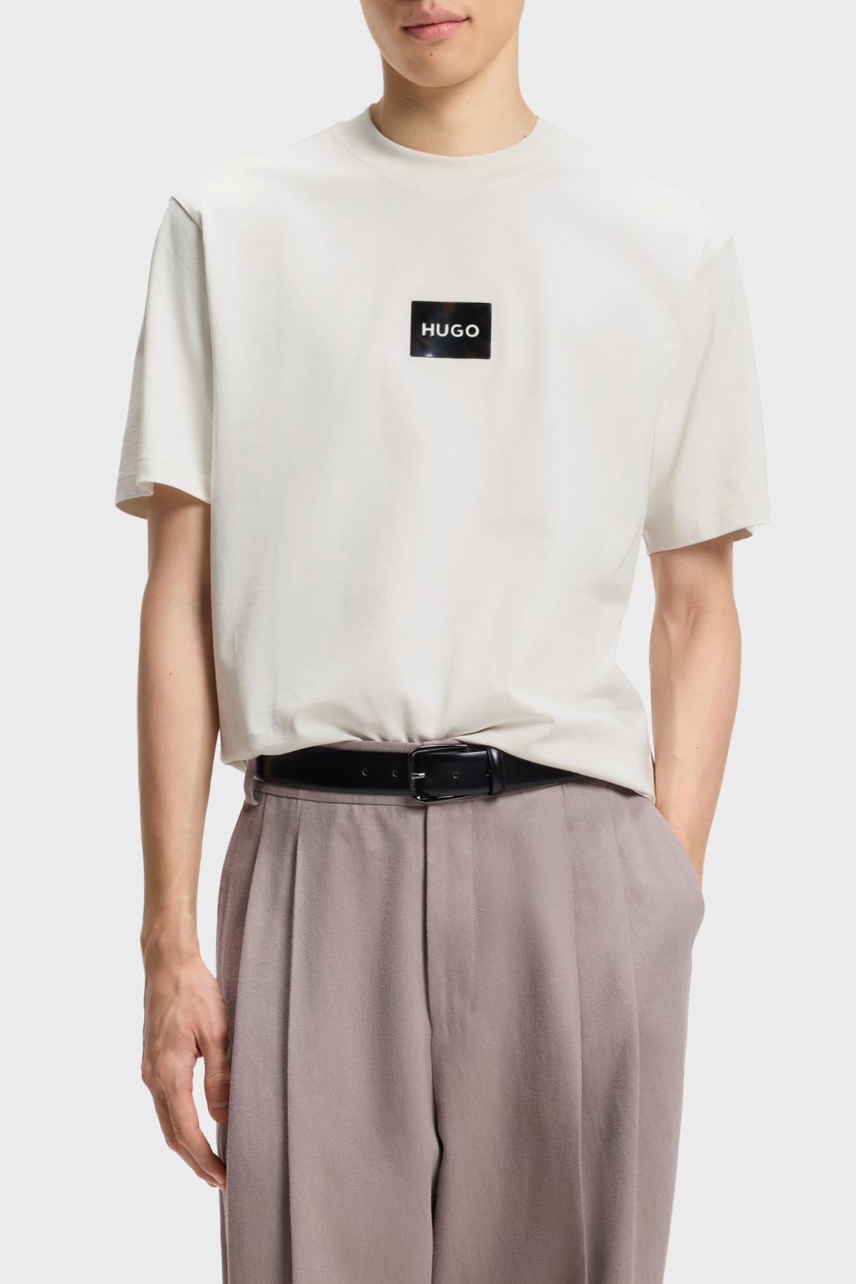 Hugo Pamuklu Relaxed Fit Logolu Bisiklet Yaka Erkek T Shirt 50557445 102 EKRU