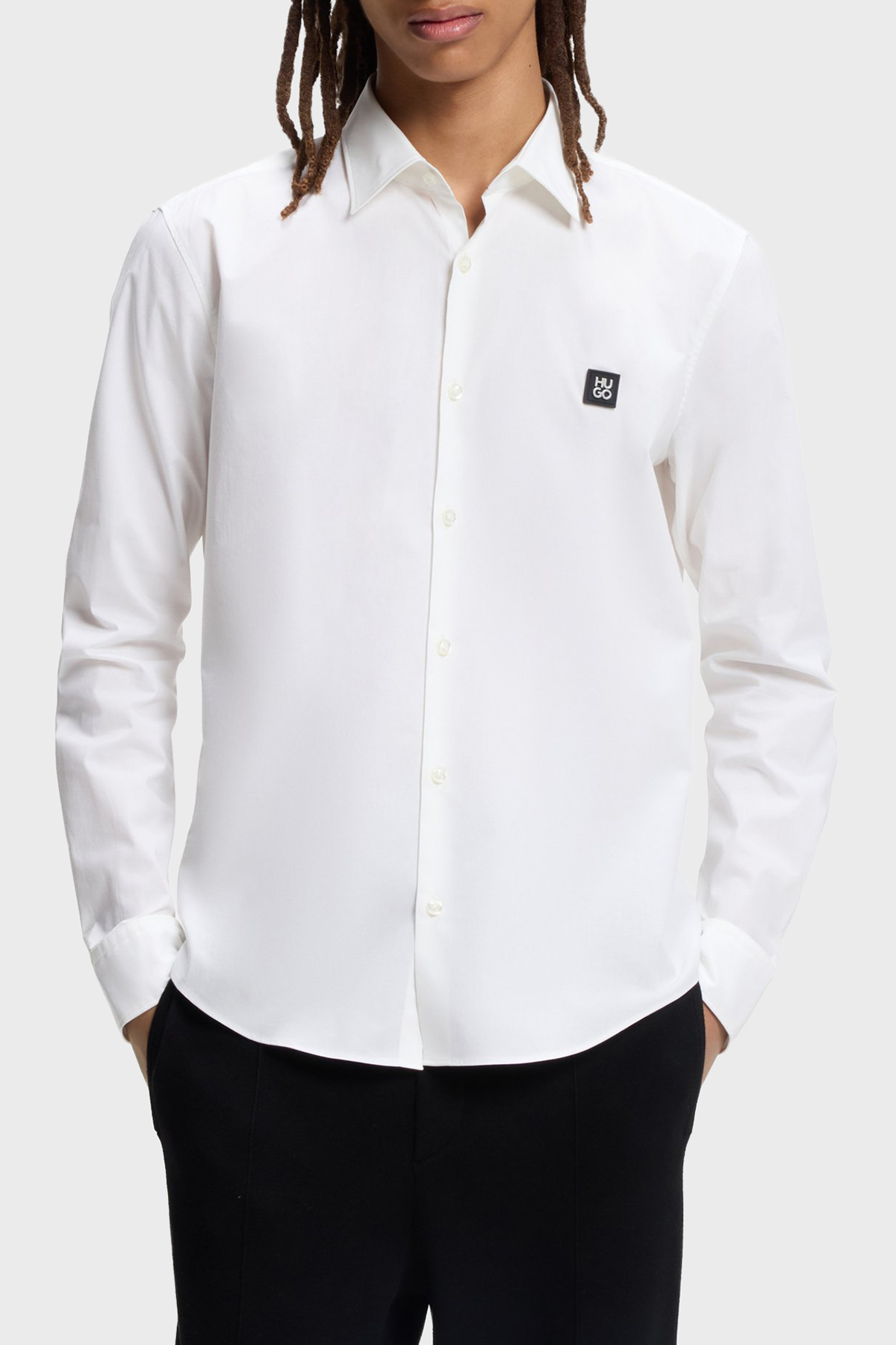 Hugo Pamuklu Slim Fit Logolu Klasik Yaka Uzun Kollu Erkek Gömlek 50505315 102 EKRU