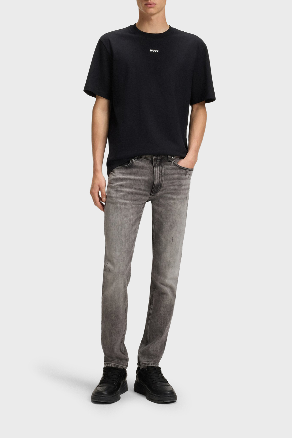 Hugo Pamuklu Slim Fit Normal Bel Dar Paça Jeans Erkek Kot Pantolon 50542687 041 GRİ