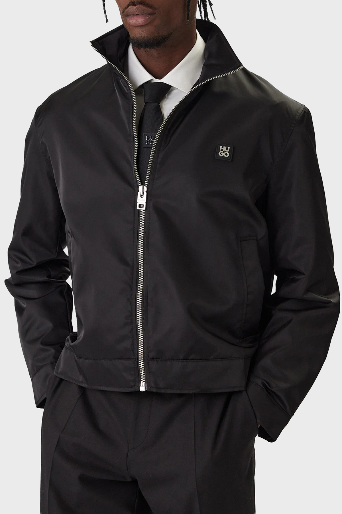Hugo Regular Fit Dik Yaka Logolu Erkek Mont 50552664 001 SİYAH