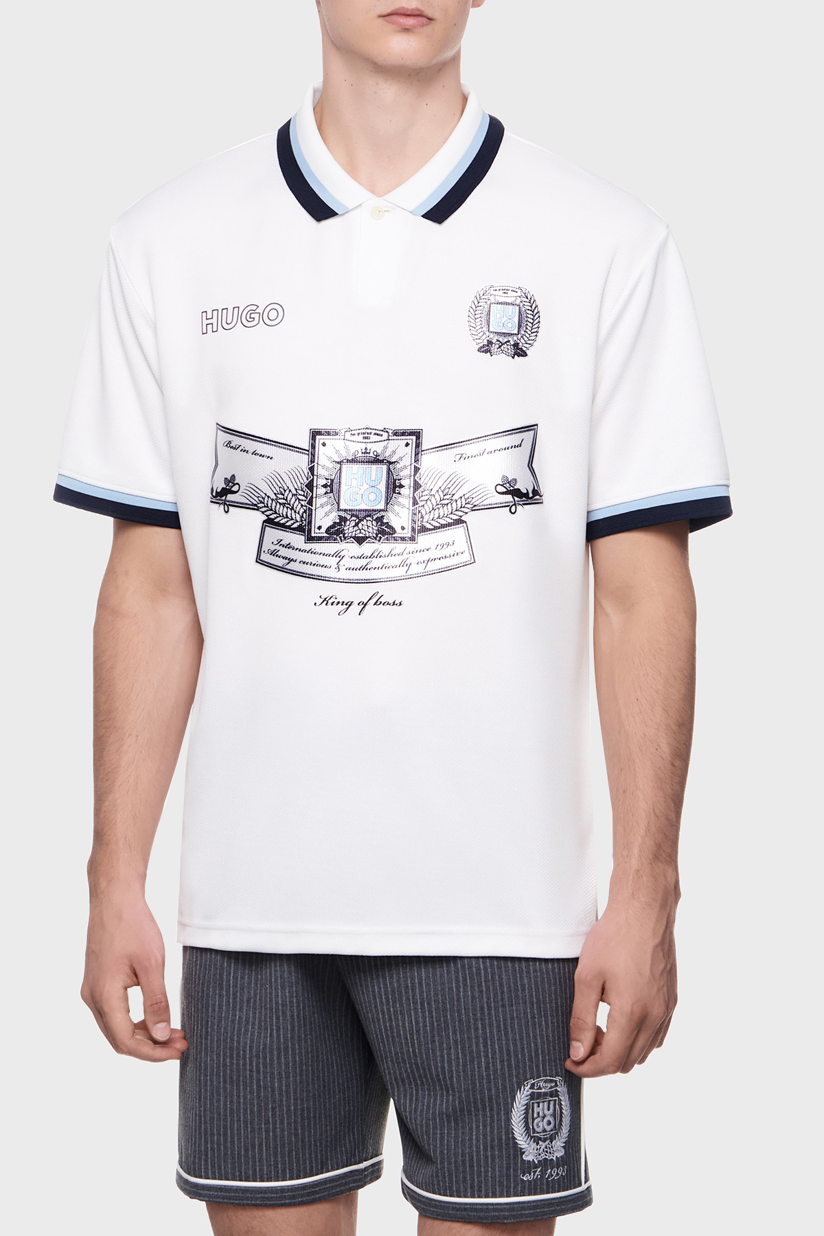 Hugo Relaxed Fit Logo Desenli Düğmeli Erkek Polo Yaka T Shirt 50516088 100 BEYAZ