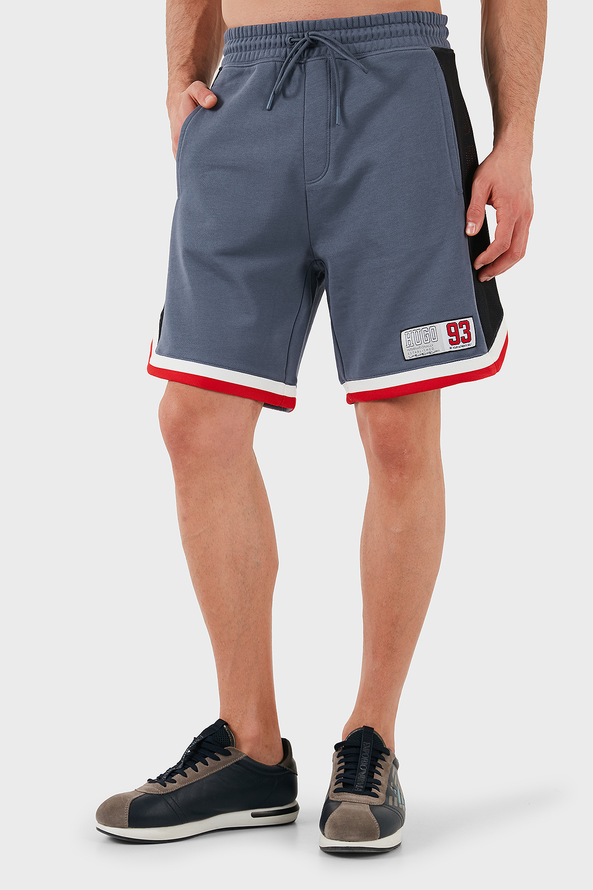 Hugo Şeritli % 100 Pamuk Relaxed Fit Normal Bel Erkek Short 50510163 462 MAVİ