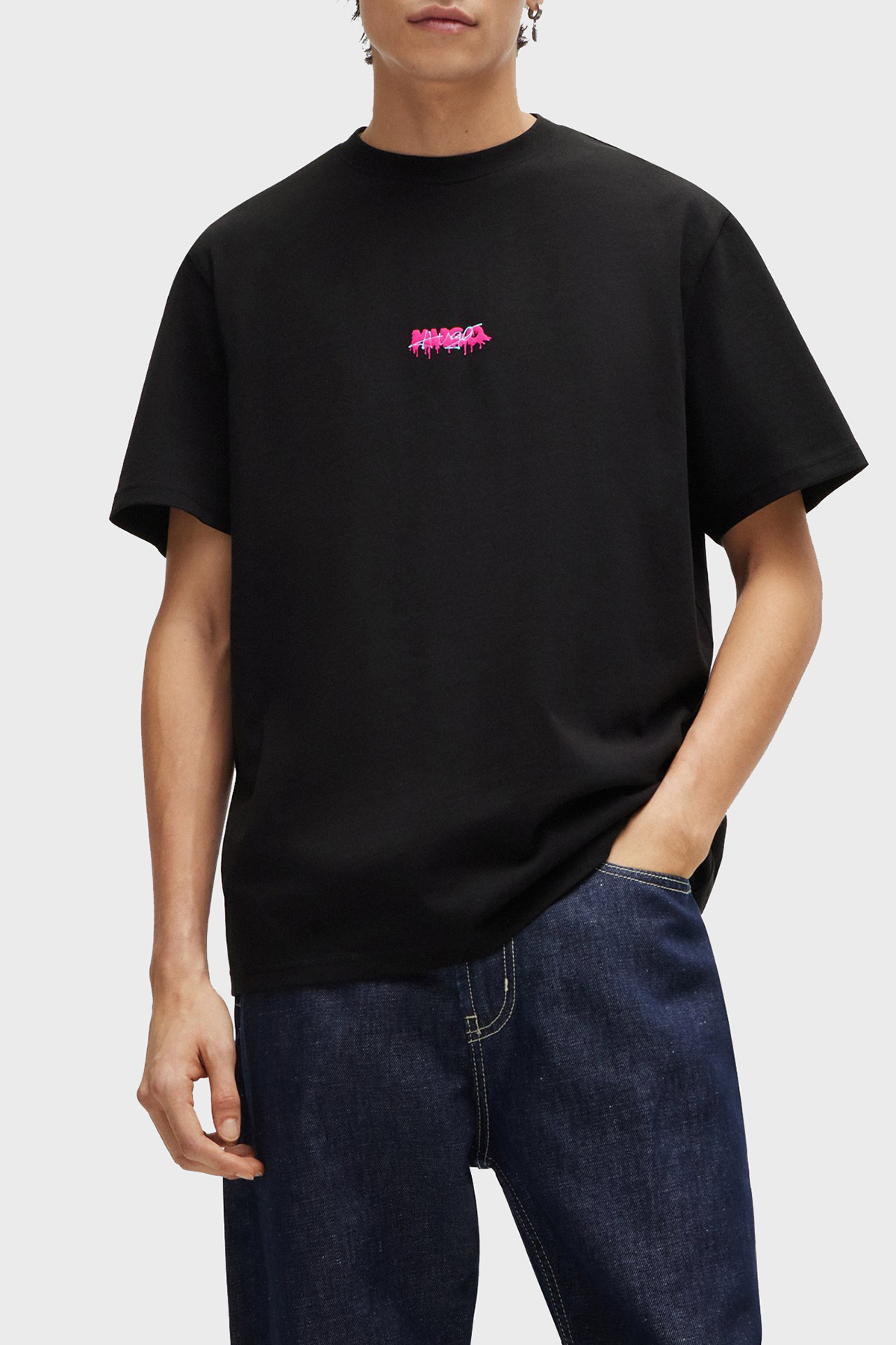 Hugo Sırt Baskılı Pamuklu Relaxed Fit Erkek T Shirt 50509966 001 SİYAH