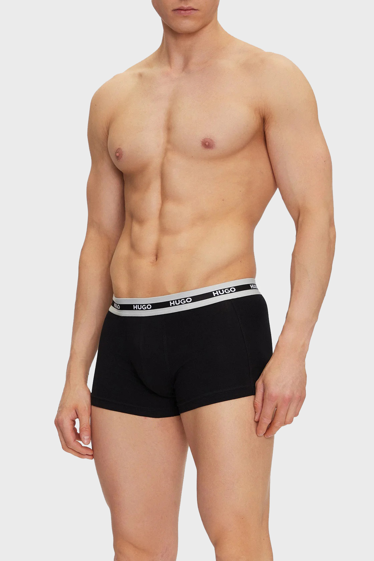 Hugo Streç Pamuklu Logo Baskılı 3 Pack Erkek Boxer 50492375 970 SİYAH