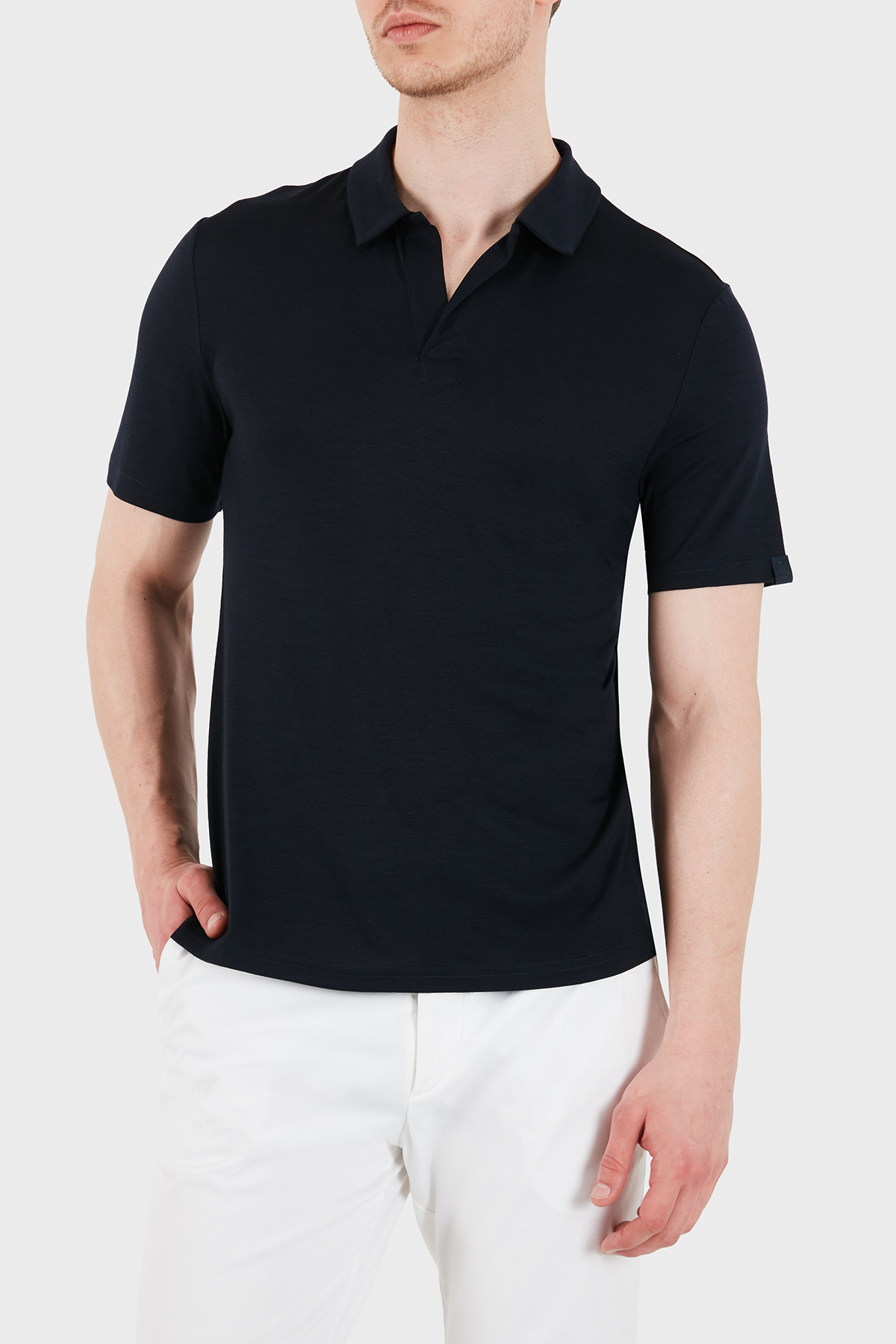 Jacob Cohen Yün ve Kaşmir Karışımlı Regular Fit  Yaka T Shirt Erkek Polo 80031 082 M4564 RW Y99 SİYAH