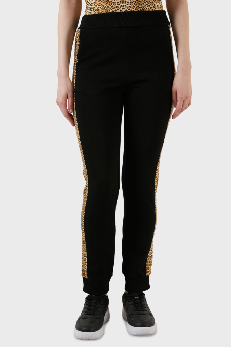 Just Cavalli Leopar Desenli Fermuar Detaylı Elastik Bel % 100 Pamuk Bayan Pantolon S02KA0297 N25189 900 SİYAH - 2