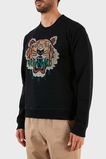 Kenzo Regular Fit Tiger İşlemeli Bisiklet Yaka % 100 Pamuk Erkek