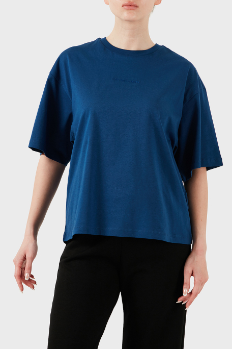 Les Benjamins % 100 Pamuk Oversize Fit Bisiklet Yaka Logolu Bayan T Shirt LBNOOSESSFUTS-309 LACİVERT - 1