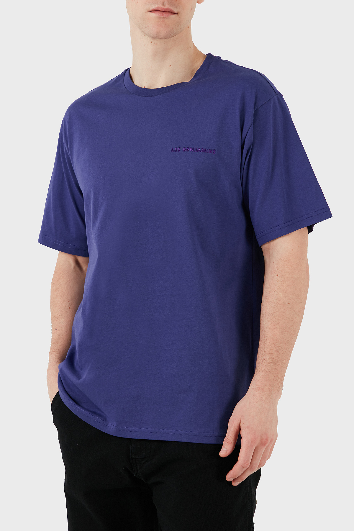Les Benjamins % 100 Pamuk Regular Fit Bisiklet Yaka Logolu Erkek T Shirt LBNOOSESSMUTS-301 MOR