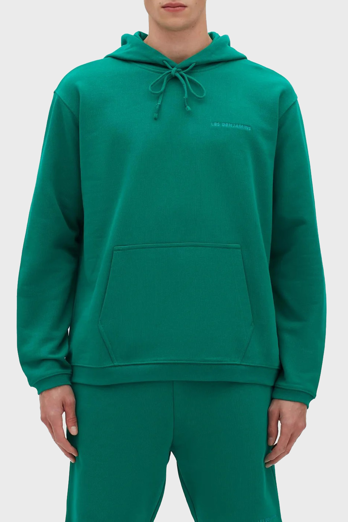 Les Benjamins % 100 Pamuk Regular Fit Kanguru Cepli Kapüşonlu Erkek Sweat LB23SSESSMUHD-301 YEŞİL