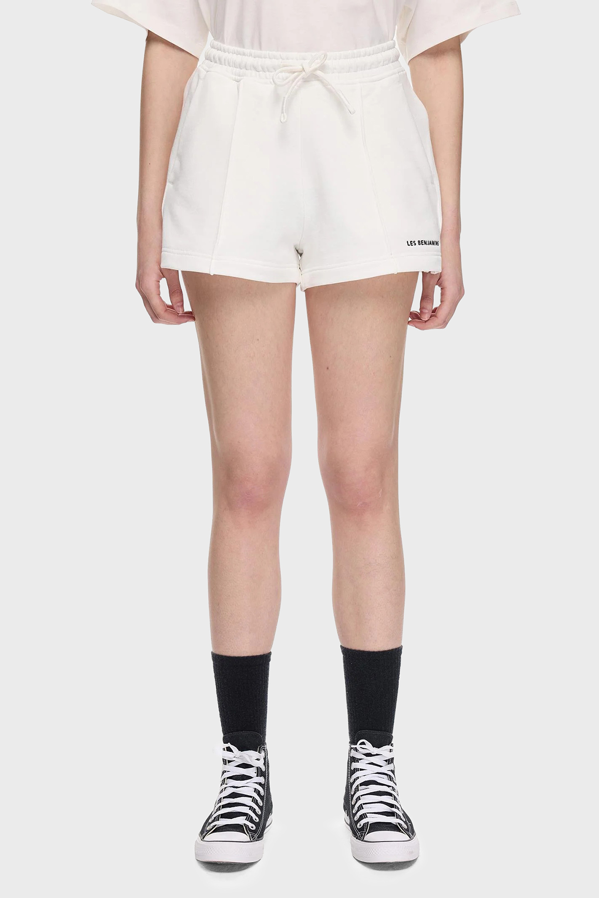 Les Benjamins % 100 Pamuk Regular Fit Yüksek Bel Çimalı Kadın Short LBNOOSESSFUSO-306 BEYAZ