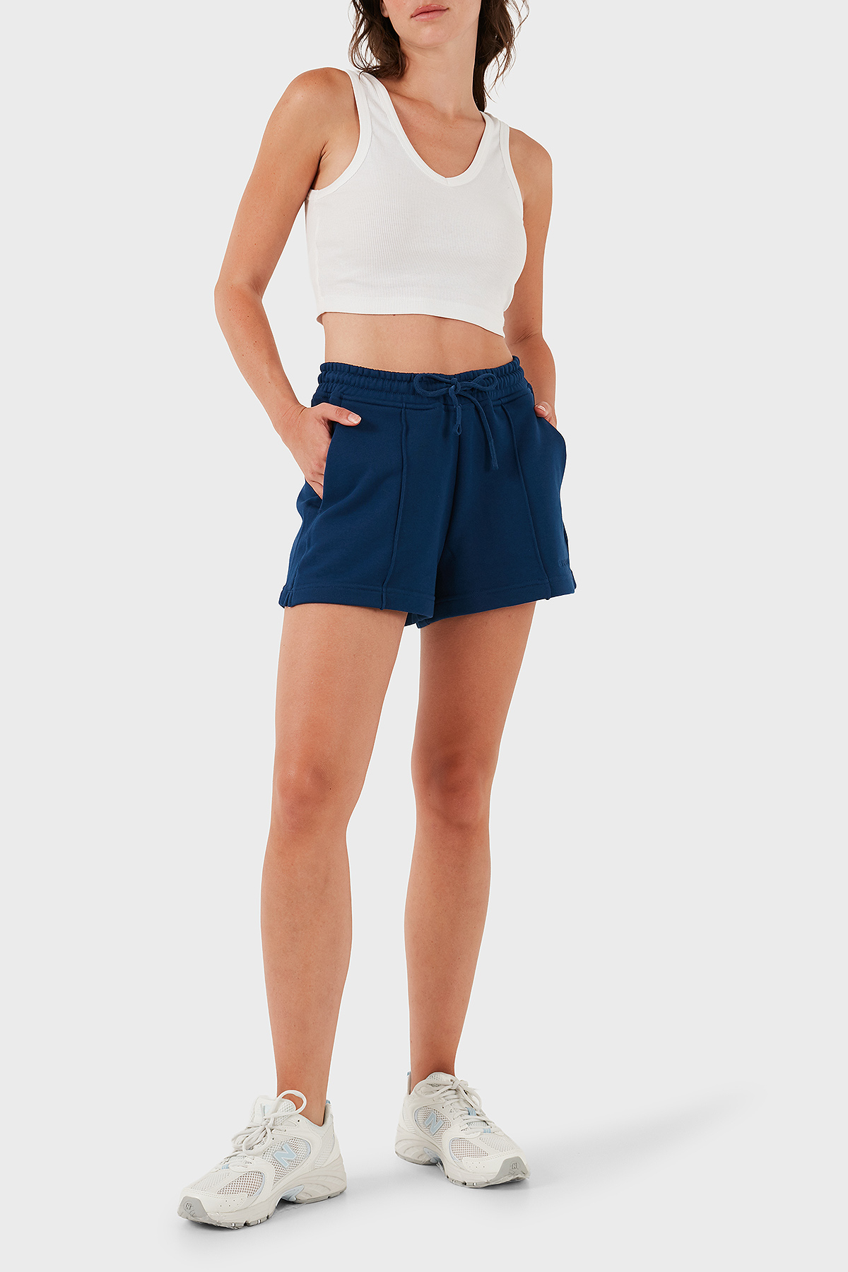 Les Benjamins % 100 Pamuk Regular Fit Yüksek Bel Çimalı Kadın Short LBNOOSESSFUSO-309 LACİVERT