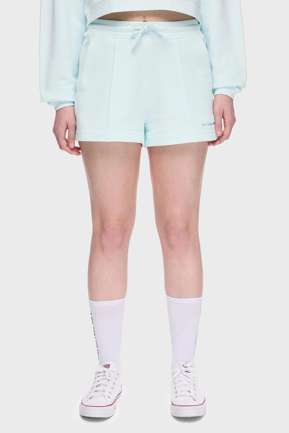 Les Benjamins % 100 Pamuk Regular Fit Yüksek Bel Çimalı Kadın Short LBNOOSESSFUSO-311 BEBE MAVİ