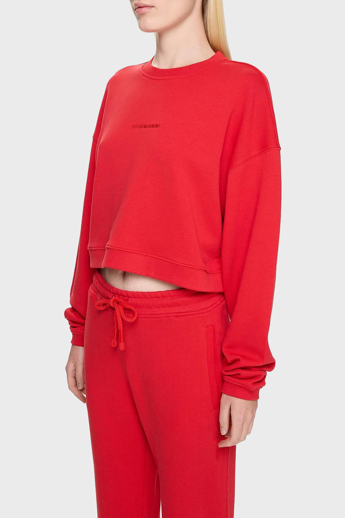 Les Benjamins % 100 Pamuklu Relaxed Fit Bisiklet Yaka Kadın Sweat LB24FWESSFUSW-302 KIRMIZI